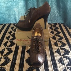 Michael Kors Army Green Peep Toe Booties!